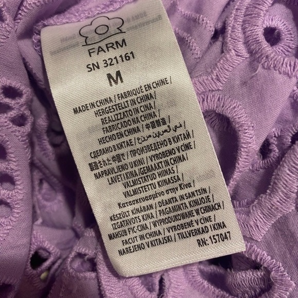 NWT Farm Rio Maxi Dress Lilac Purple M Eyelet Palm Tree MSRP $298 Boho Cottage - Picture 9 of 10